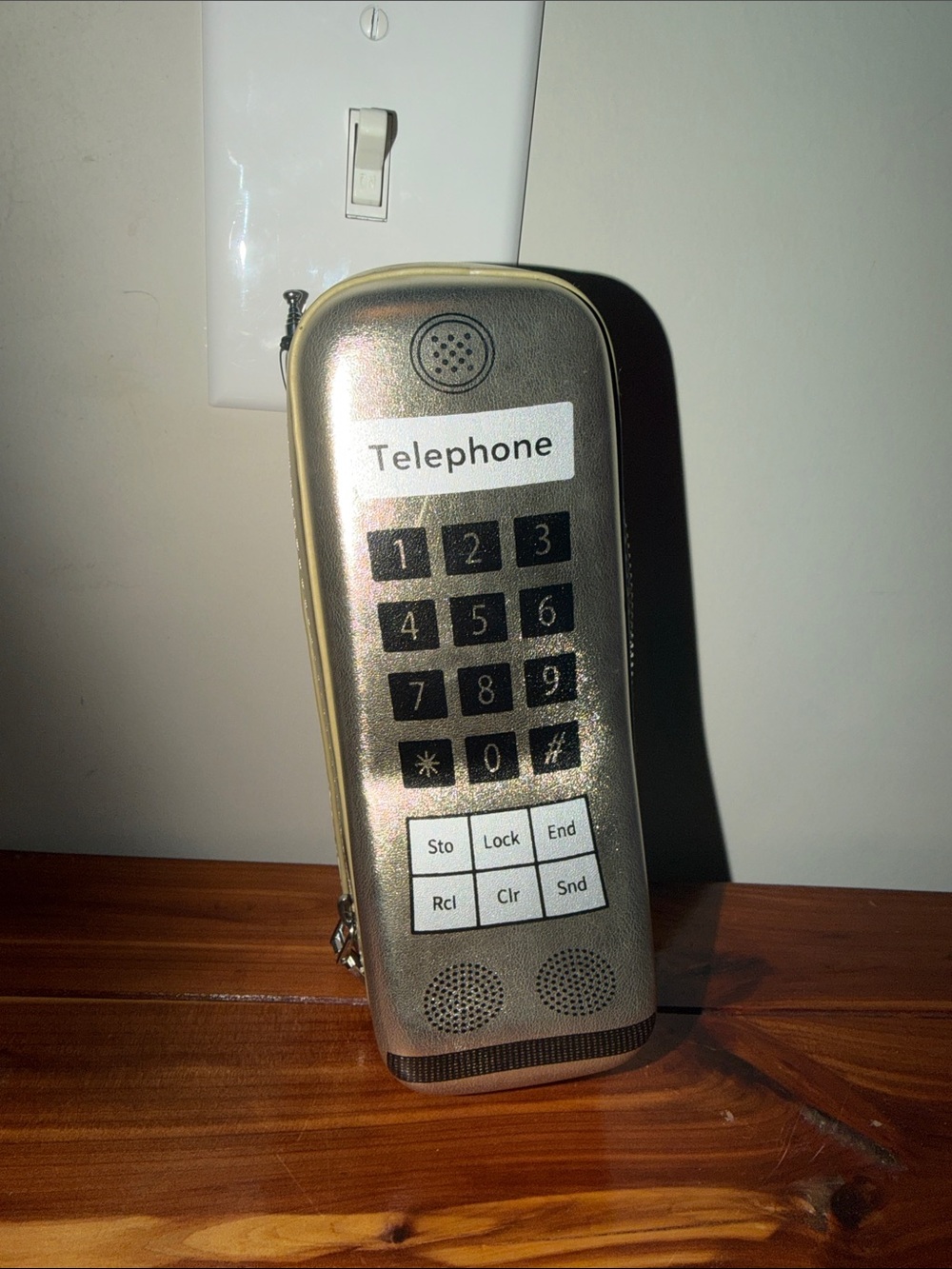 Metallic Beige Cordless Telephone Handset - Compact Home Phone
